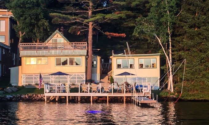 Laconia Cottage | Waterfront Family Compound on Lake Winnipesaukee with 40 Foot Dock amd Deck!