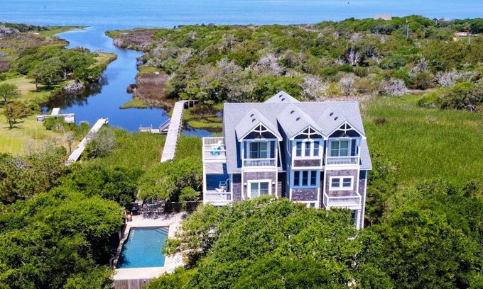 Frisco House | Waterfront home with ocean views, private pool & hot tub