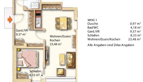 Apartment with Shower