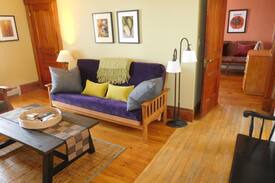 Charlotte Apartment | Mt. Philo Inn: Eclectic kitchen, lake views, park