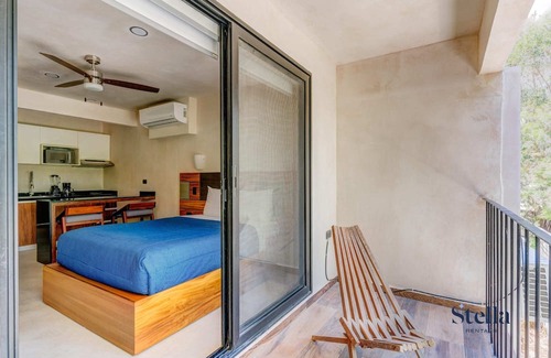 Tulum Apartment | Nicely Equipped Studio, Smart TV, Communal Pool & Lounge, Flinstone-style Gym!