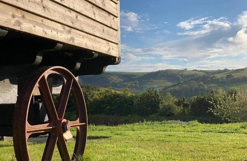 Berrynarbor House | North Devon cosy Shepherds Hut plus outdoor bath. Romantic getaway.